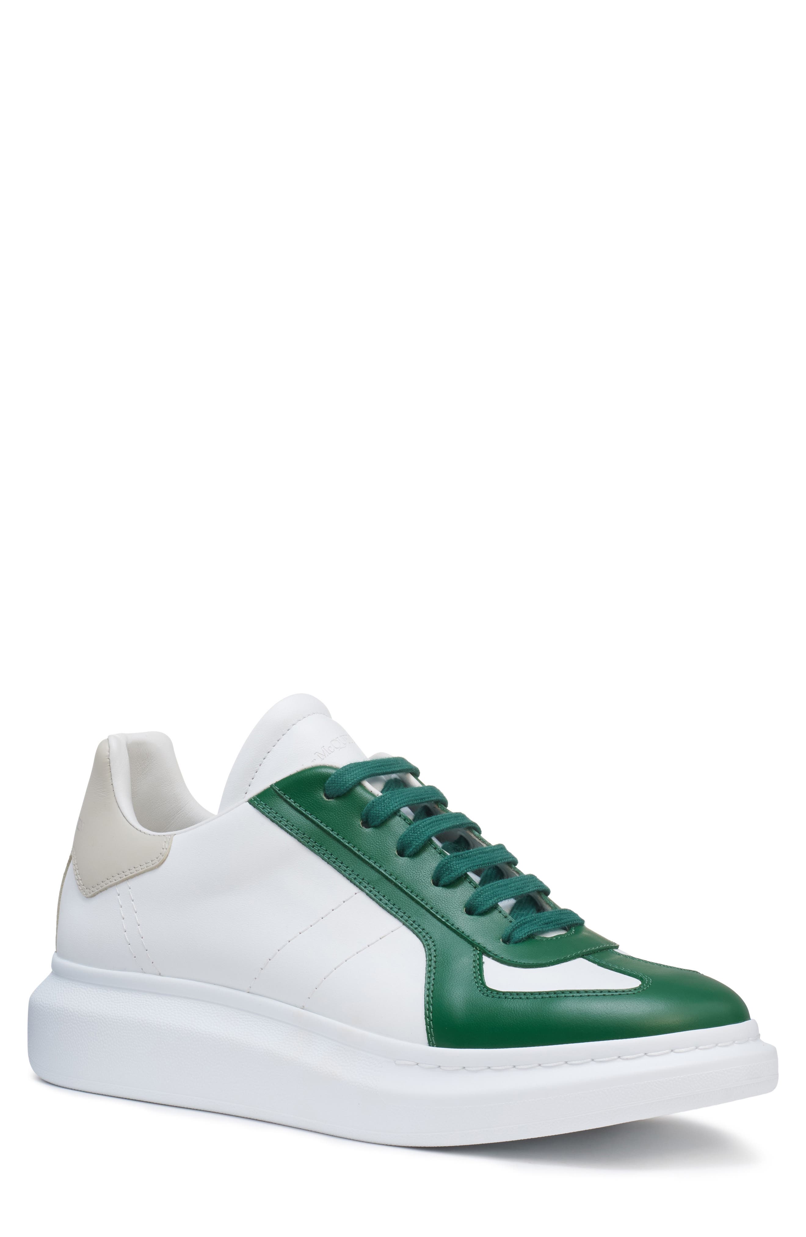 McQueen Retro Sneaker, Main, color, White/Green
