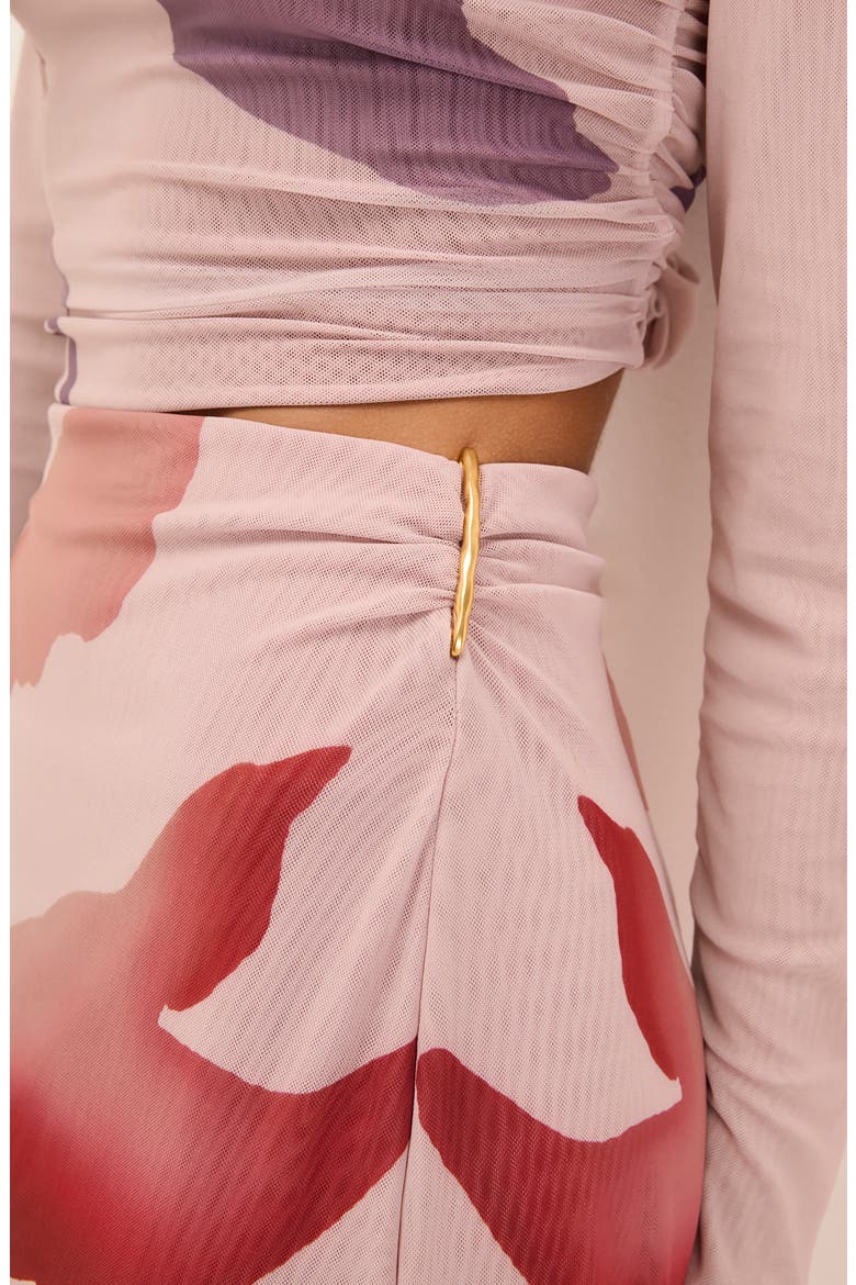 Amira Floral Print Mesh Maxi Skirt, Alternate, color, PINK MULTI