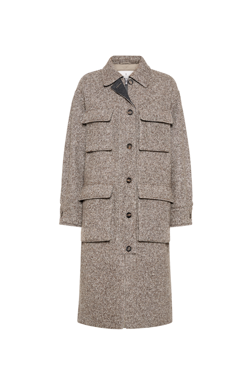 Brunello Cucinelli Herringbone Pocket Jacket In Brown