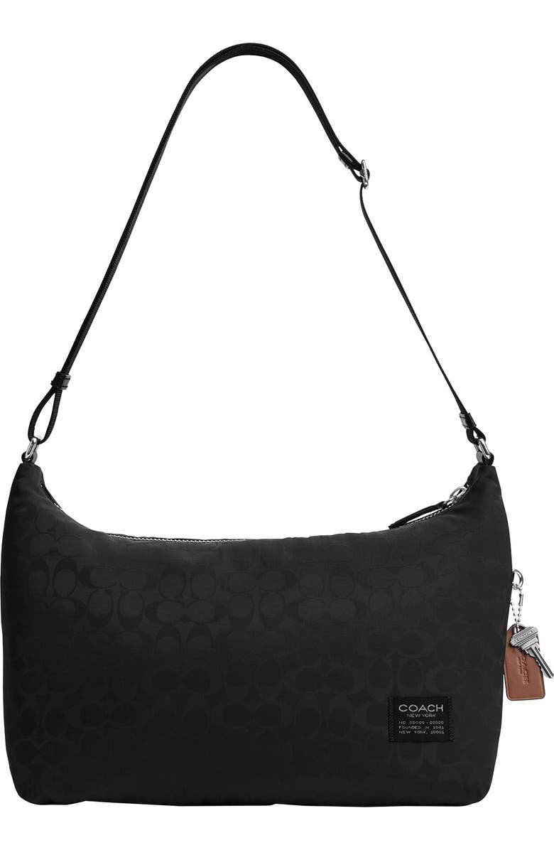 COACH Leo Signature Nylon Crossbody Bag, Main, color, Black