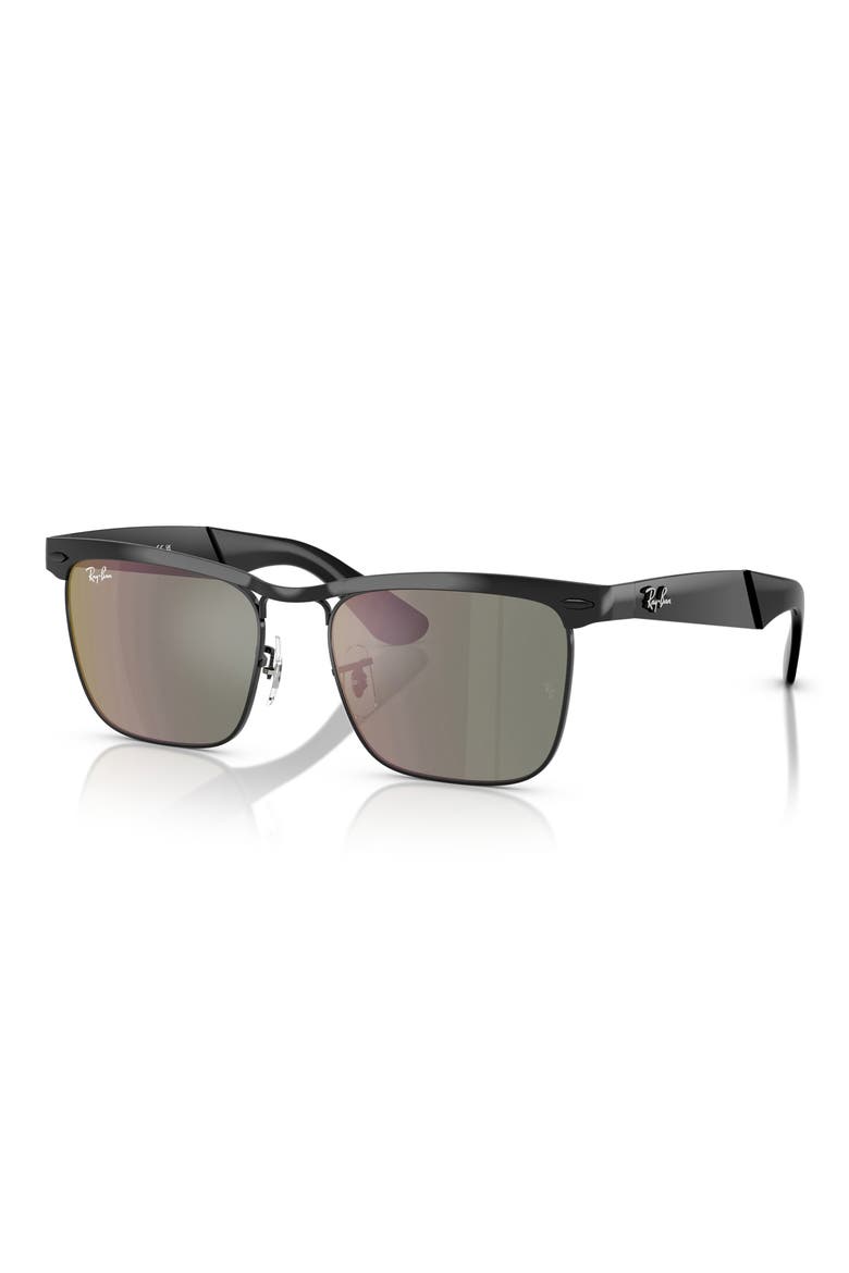 53mm Wayfarer Deluxe Square Sunglasses, Alternate, color, BLACK / GREY MIRROR BRONZE