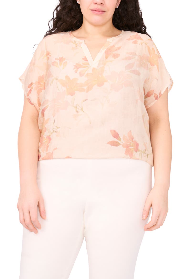 Floral Popover Top, Main, color, SILVER PINK