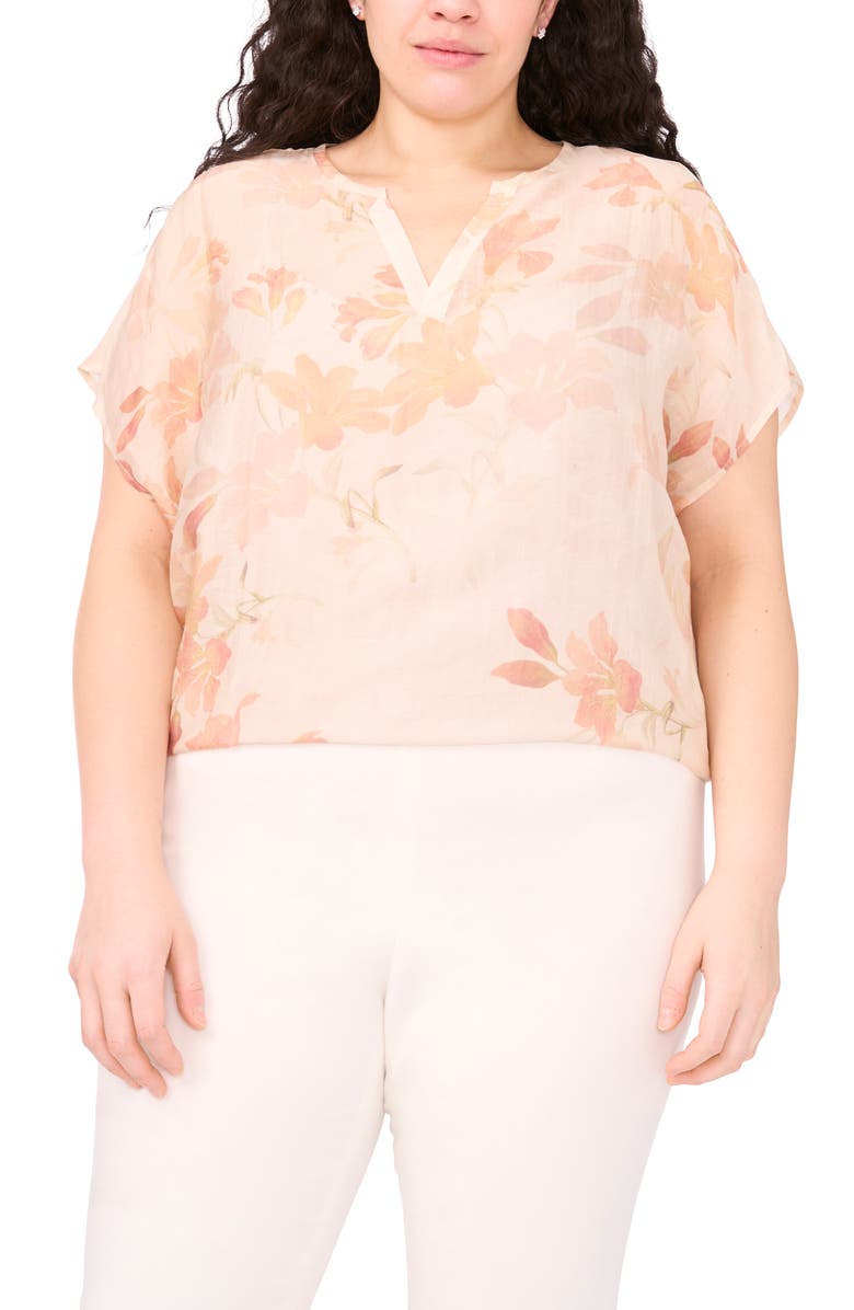 Halogen<sup>®</sup> Floral Popover Top, Main, color, Silver Pink
