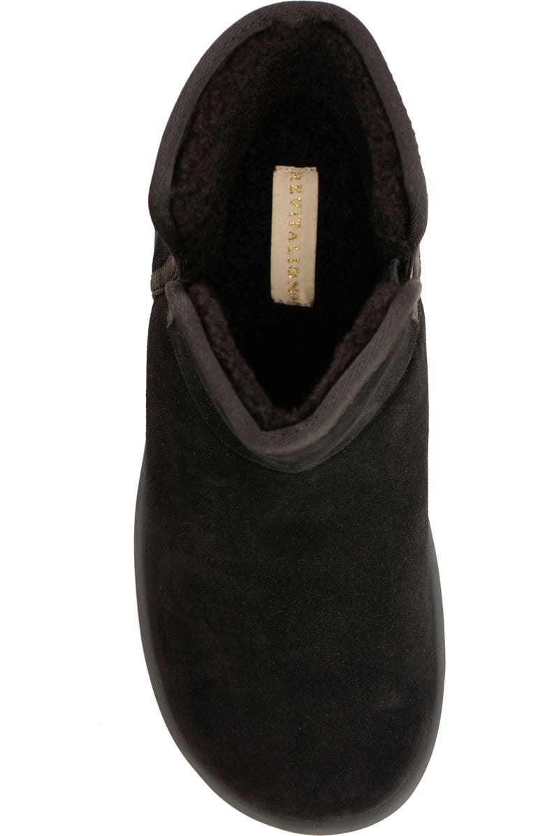 Revitalign Aspen Fireside Faux Fur Lined Leather Bootie Slipper, Alternate, color, Black