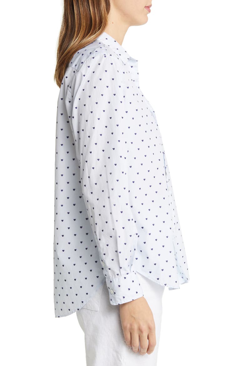 Eileen Heart Print Relaxed Button-Up Shirt, Alternate, color, BLUE STRIPE W/ HEARTS
