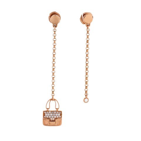 Amulettes Constance Drop Earrings 18K Rose Gold with Diamonds