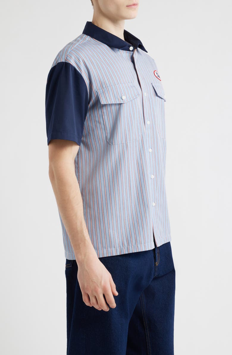 Brixton Builders Olson Stripe Button-Up Shirt, Alternate, color, Blue Aura Stripe