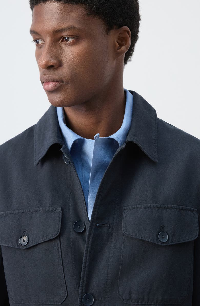 MANGO Button Front Chore Jacket, Alternate, color, Navy