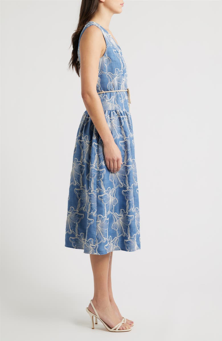 Julia Jordan Floral Embroidery Sleeveless Midi Dress, Alternate, color, Blue Multi