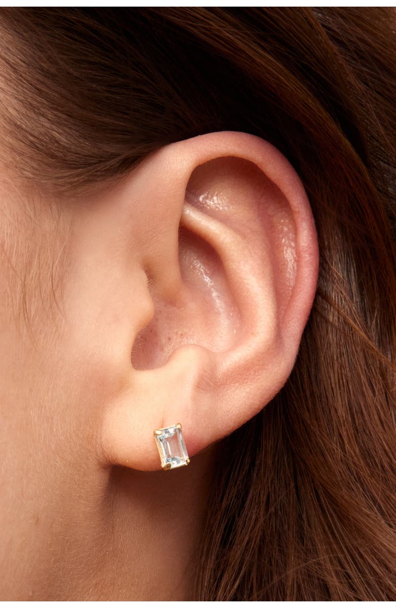 Oradina 14K Gold Date Me Birthstone Stud Earrings, Alternate, color, White Topaz - April