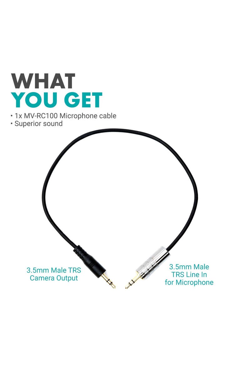 MV-RC100 3.5mm Male Line-in to Male Microphone Attenuator Cable, Alternate, color, Black
