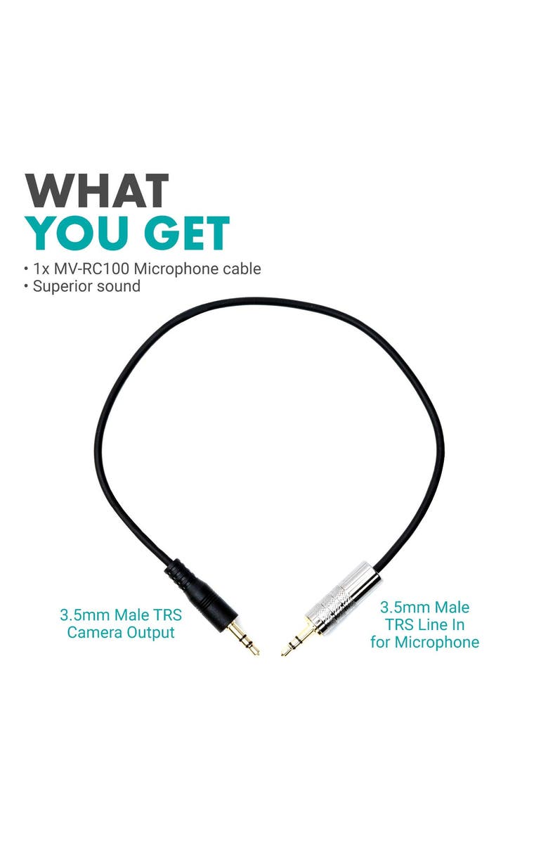 MOVO MV-RC100 3.5mm Male Line-in to Male Microphone Attenuator Cable, Alternate, color, Black