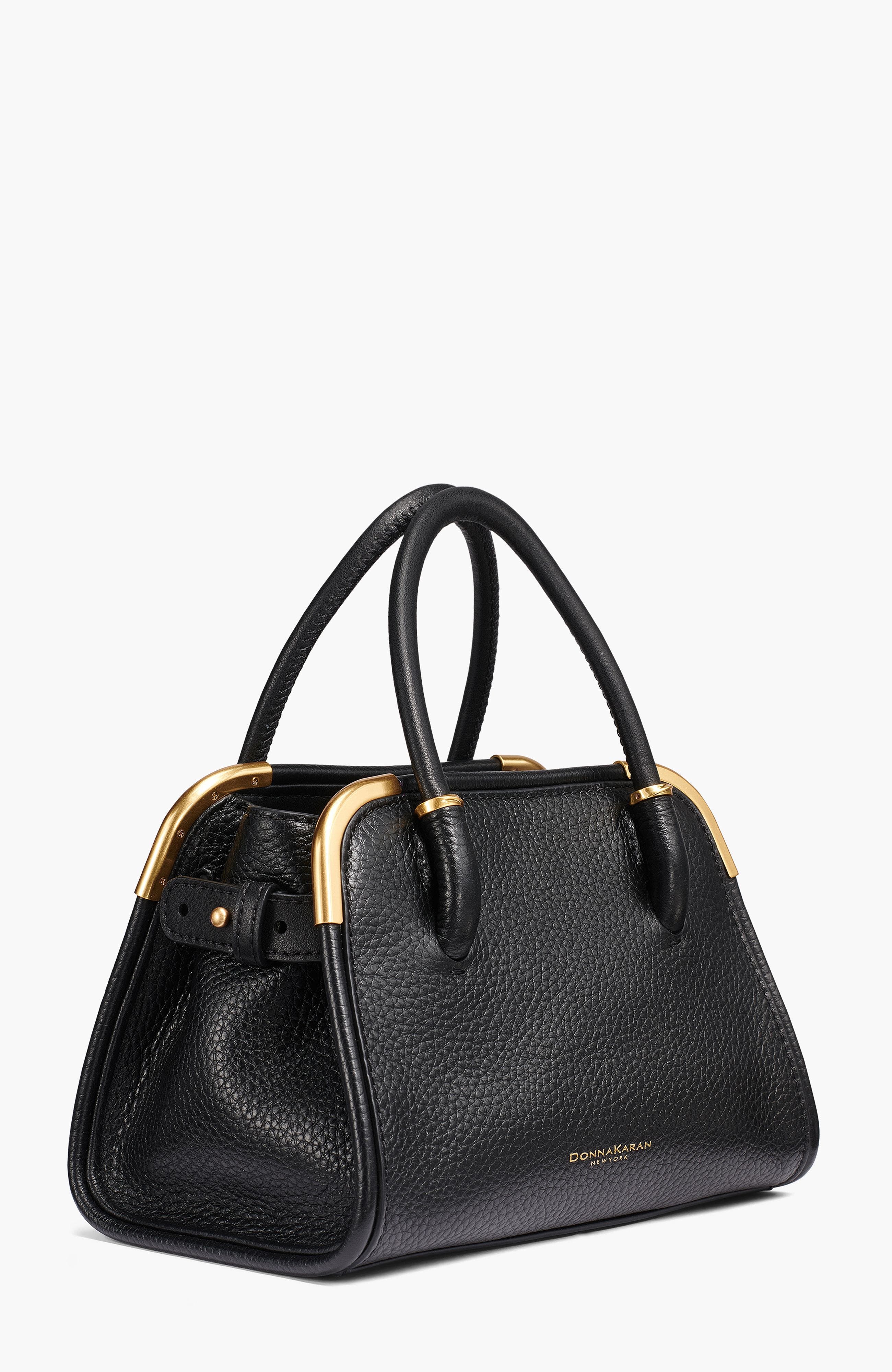 Donna Karan New York Satin Mini Satchel, Alternate, color, Blk/Gold