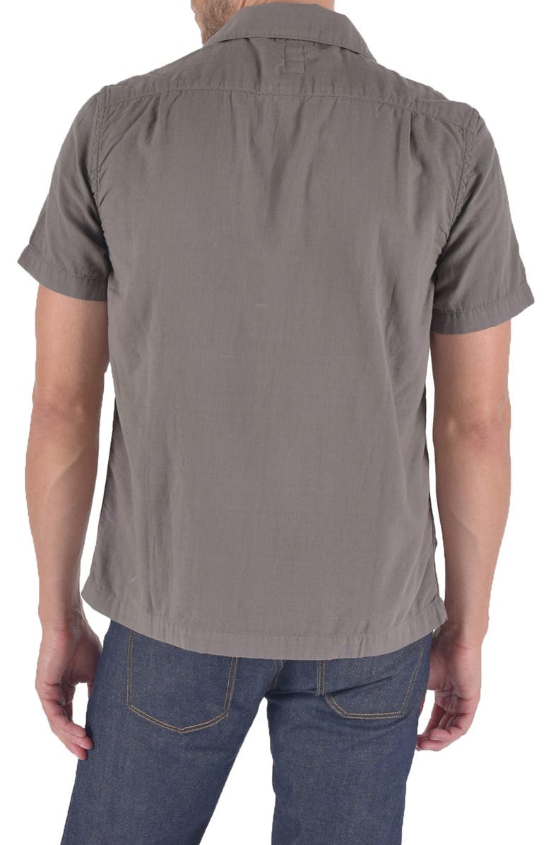 HIROSHI KATO The Wrench Solid Double Gauze Camp Shirt, Alternate, color, Charcoal