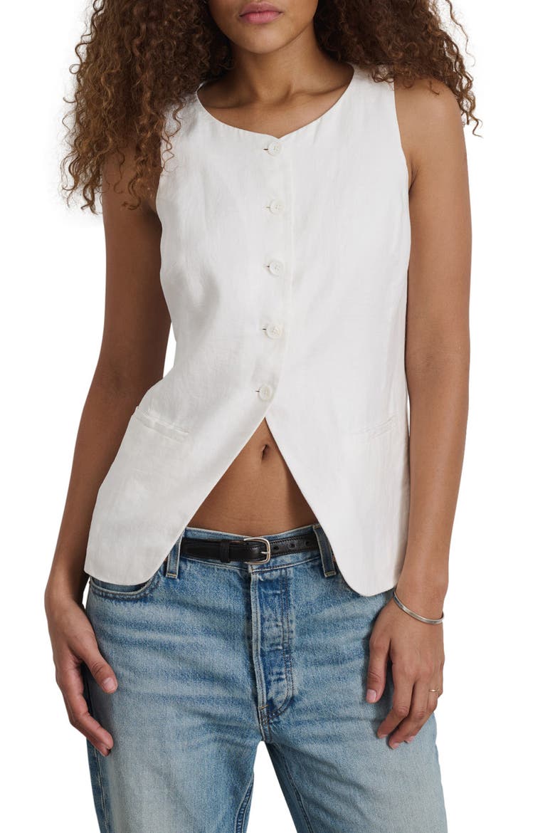 Liv Linen Vest, Main, color, OFF WHITE