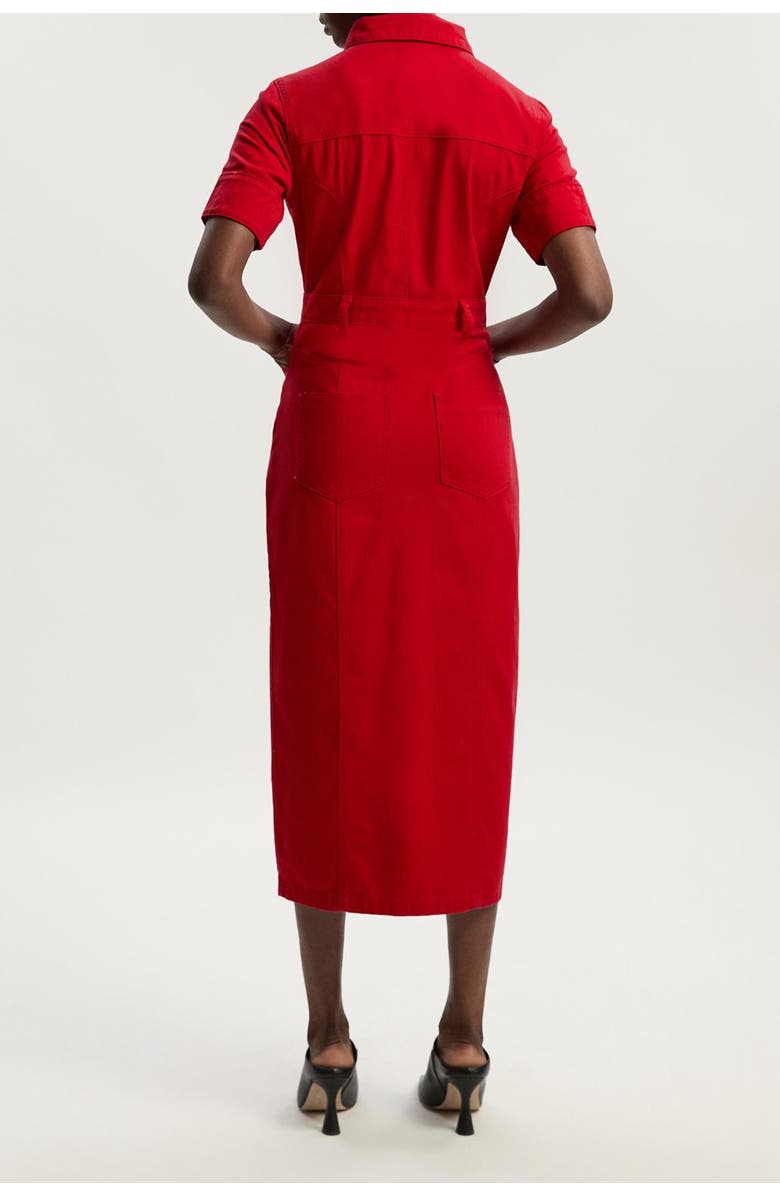 Karen Millen Petite Denim Short Sleeve Shirt Dress, Alternate, color, Red