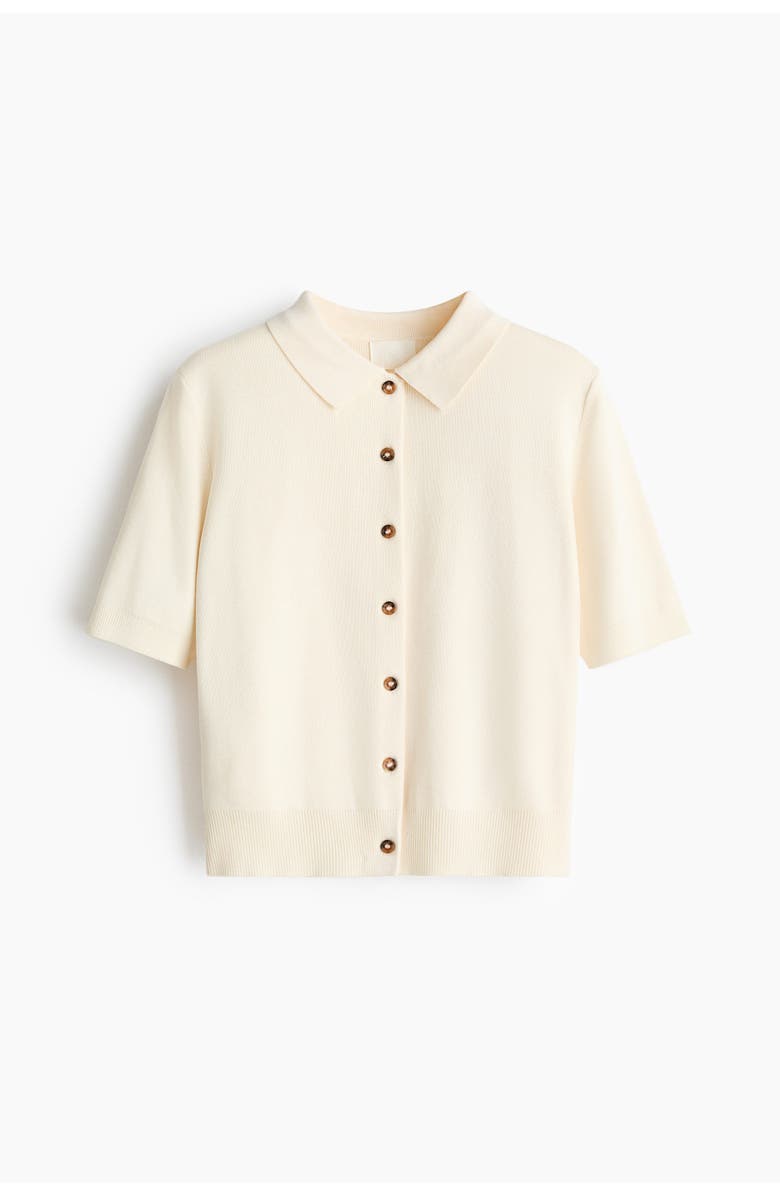H&M Collared Cardigan, Main, color, Cream