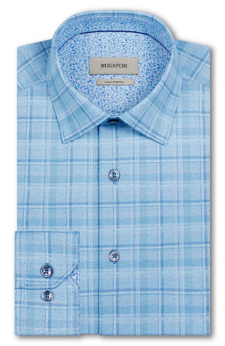 Bugatchi Jimmy OoohCotton<sup>®</sup> Plaid Button-Up Shirt, Alternate, color, Teal