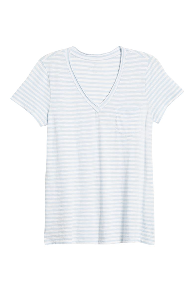 V-Neck Short Sleeve Pocket T-Shirt, Alternate, color, BLUE SKYWAY- WHITE BROOKE