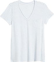 Caslon® V-Neck Short Sleeve Pocket T-Shirt