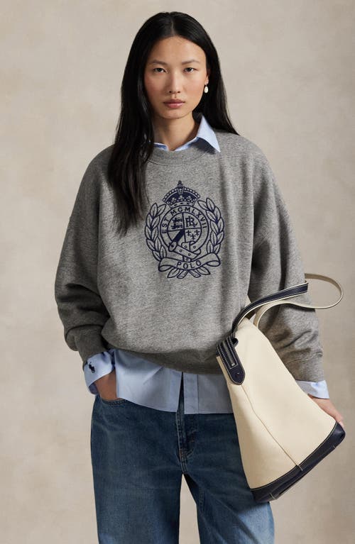 Polo Ralph Lauren Embroidered Crest Sweatshirt In Gray