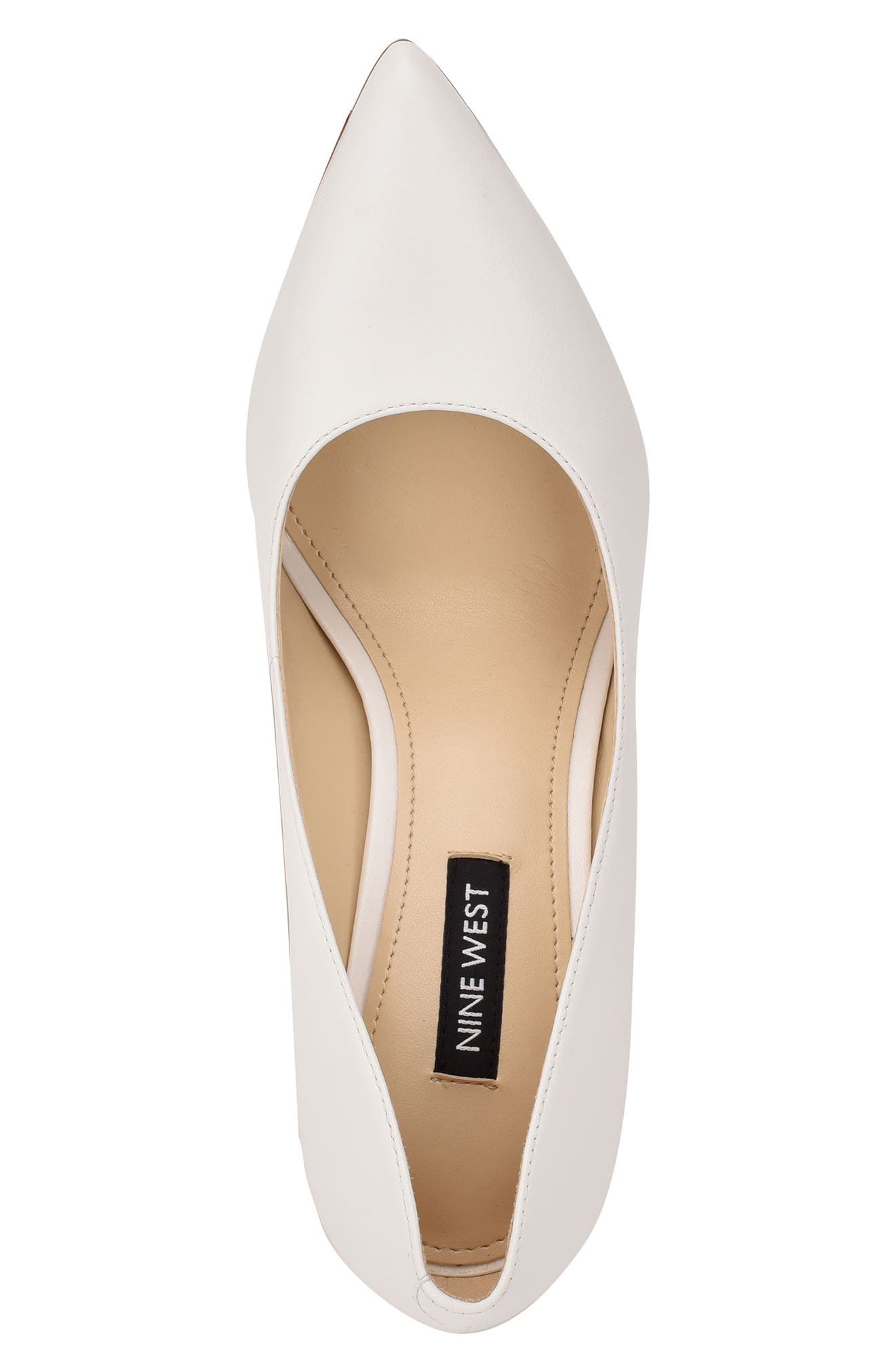 Nine West Tatiana Pointed Toe Pump, Alternate, color, White Leather
