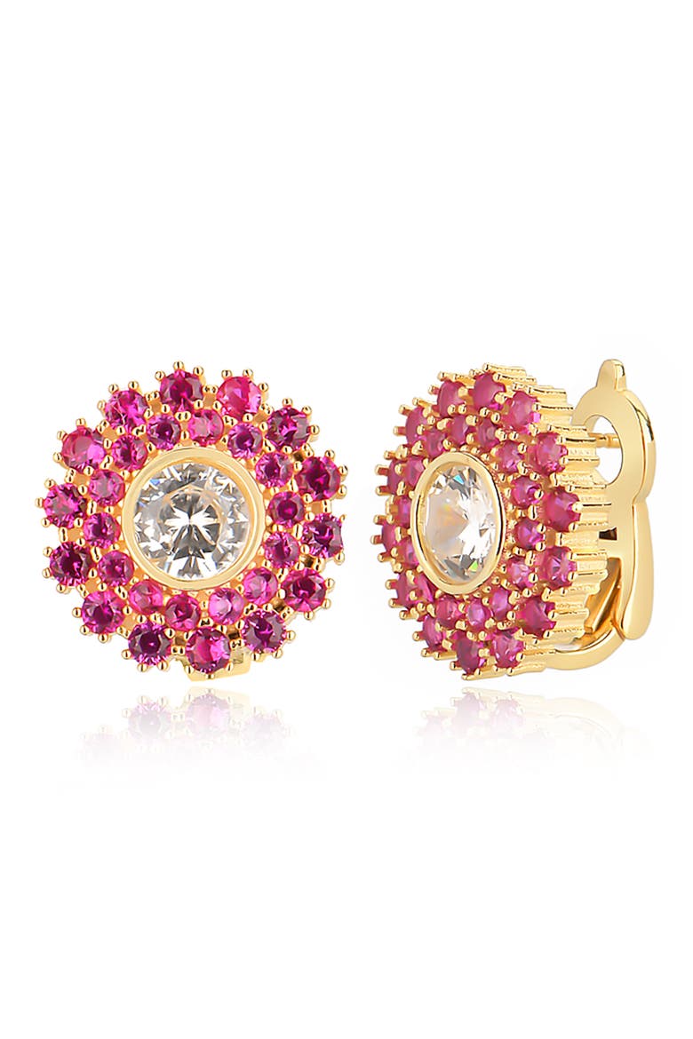 Rosy Bloom Cubic Zirconia Stud Earrings, Main, color, GOLD