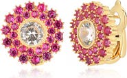 GABI RIELLE Rosy Bloom Cubic Zirconia Stud Earrings