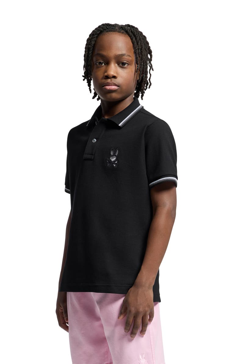 Psycho Bunny Kids' Baxter Cotton Pique Polo, Alternate, color, Black