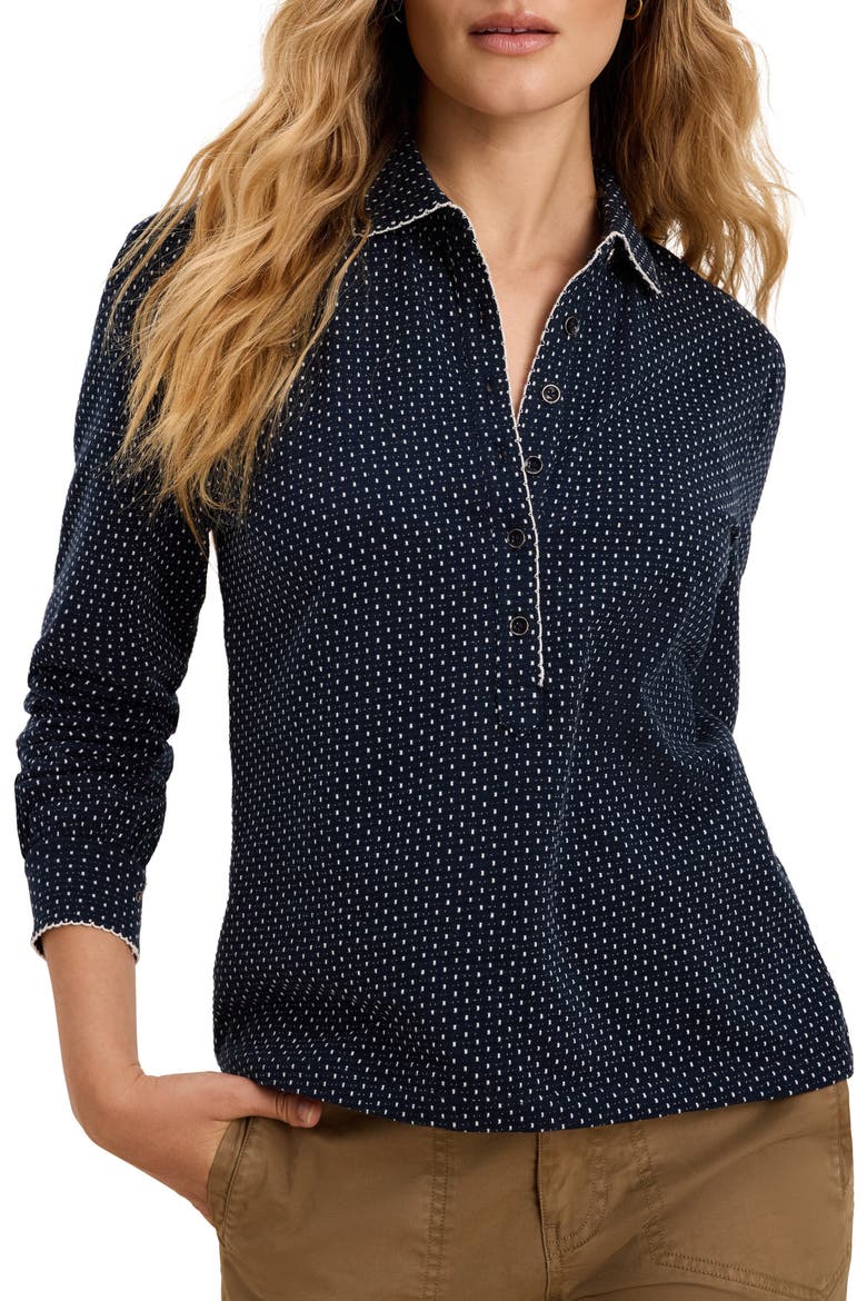 Derby Dot Polo Top, Main, color, INDIGO MULTI