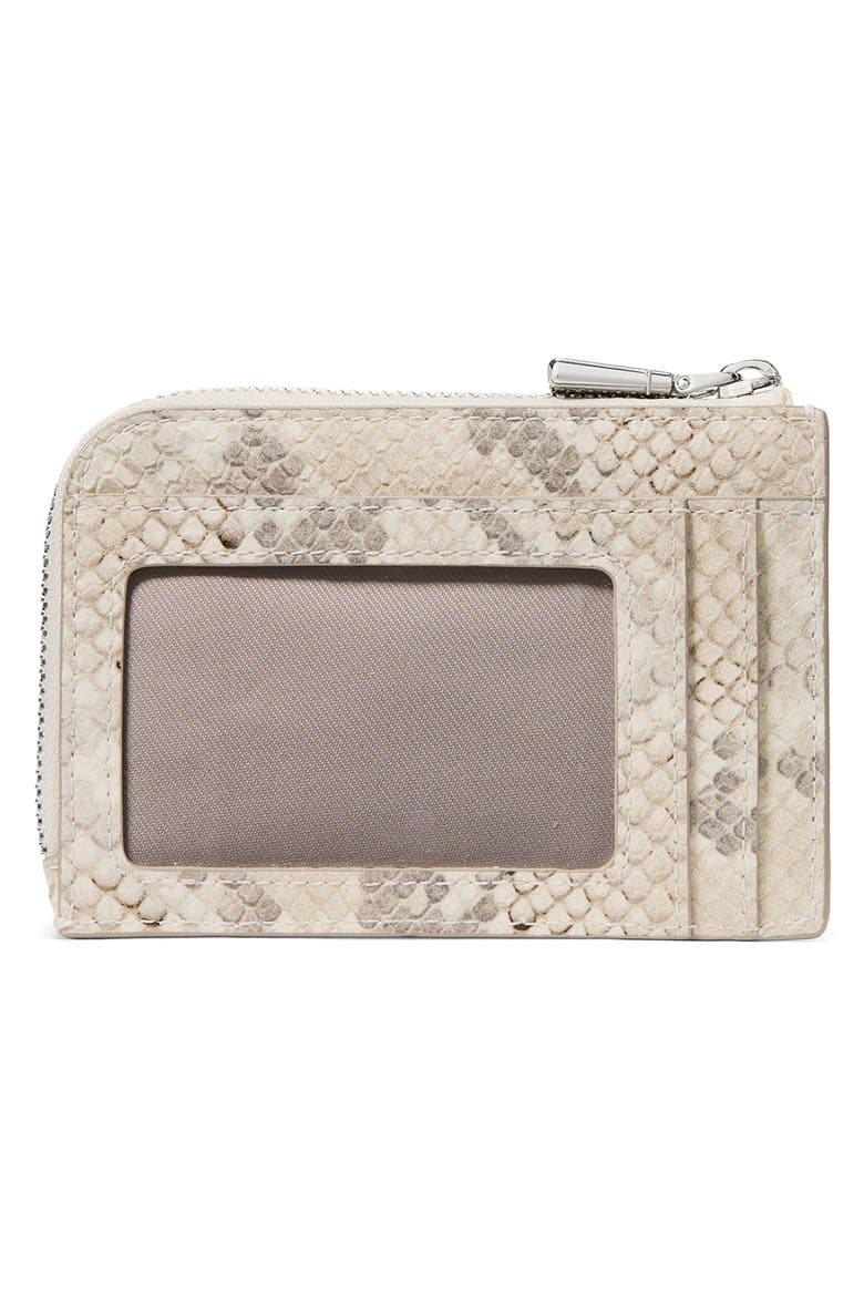 mini snake embossed leather zip card case, Alternate, color, NEUTRAL MULTI