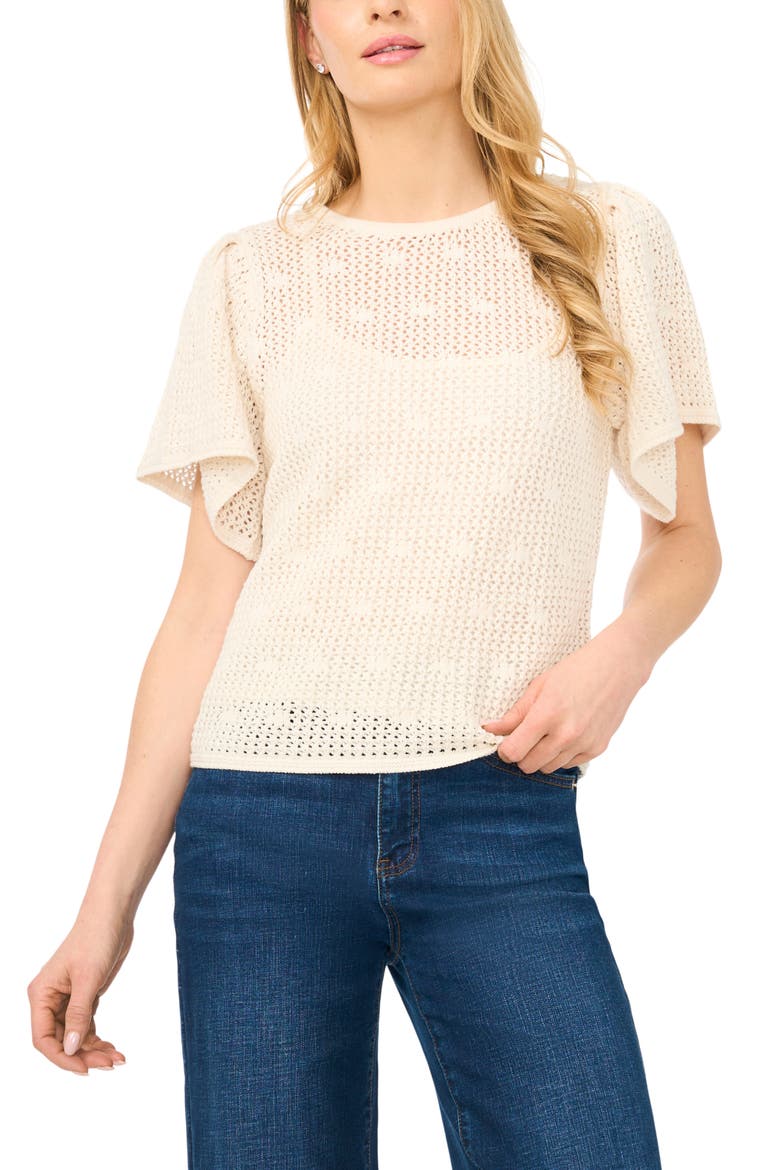 Short Sleeve Sweater, Main, color, EGGNOG