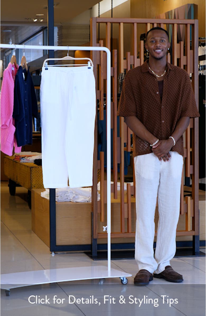 Straight Leg Linen Drawstring Pants, sales video thumbnail