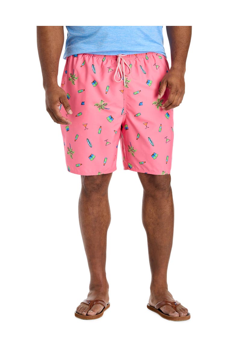 Harbor Bay by DXL Big & Tall Beach Party Swim Trunks, Main, color, Pink Multi