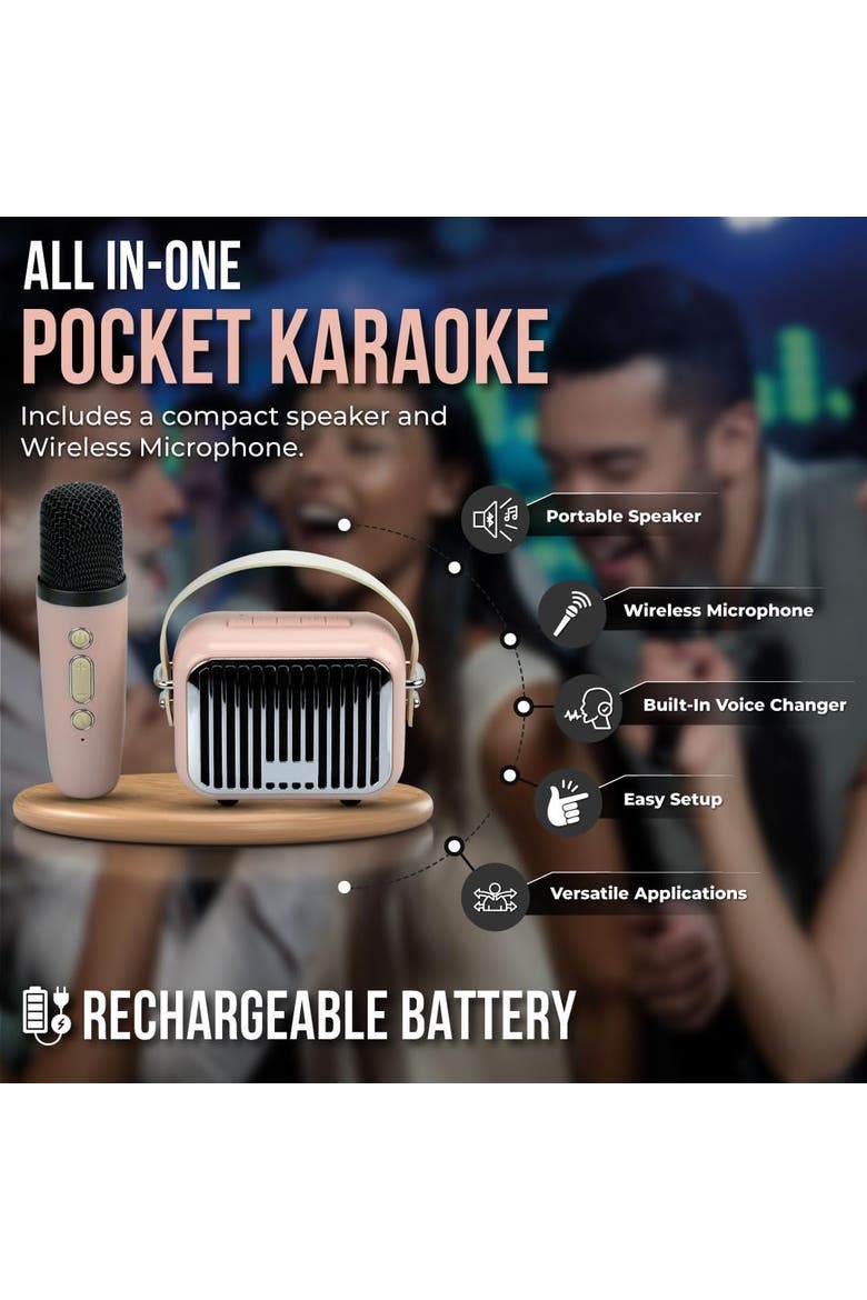 Pocket Karaoke-Microphone & Speaker Combo, Alternate, color, Pink