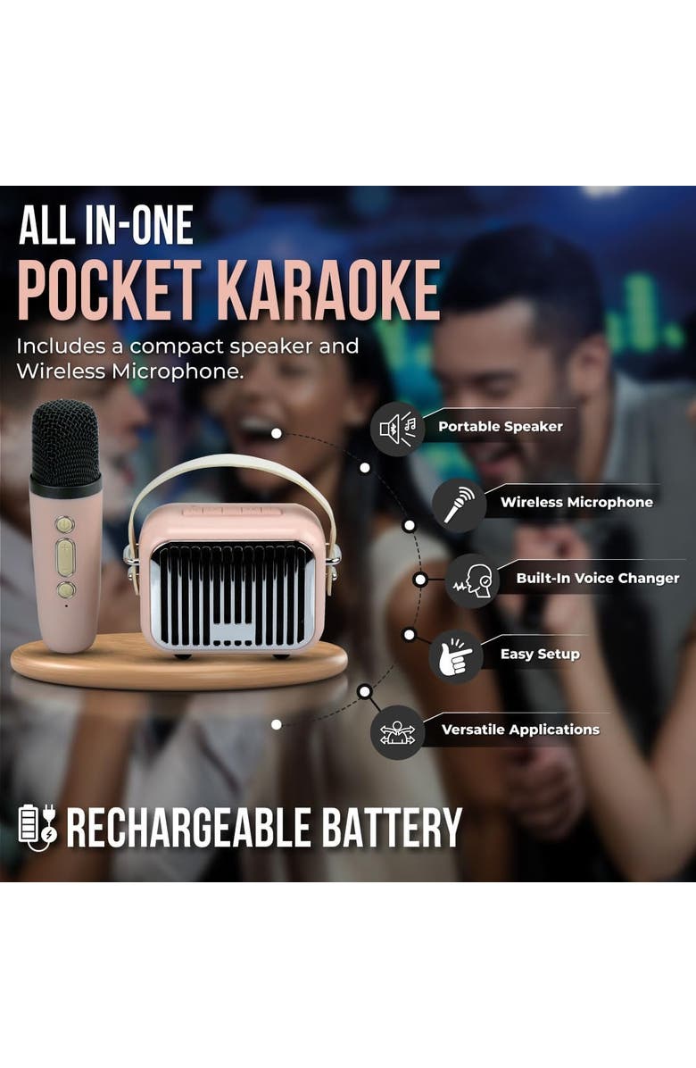 TREND TECH Pocket Karaoke-Microphone & Speaker Combo, Alternate, color, Pink