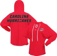 FANATICS Women's Fanatics Branded Red Carolina Hurricanes Jersey Lace-Up V-Neck Long Sleeve Hoodie T-Shirt