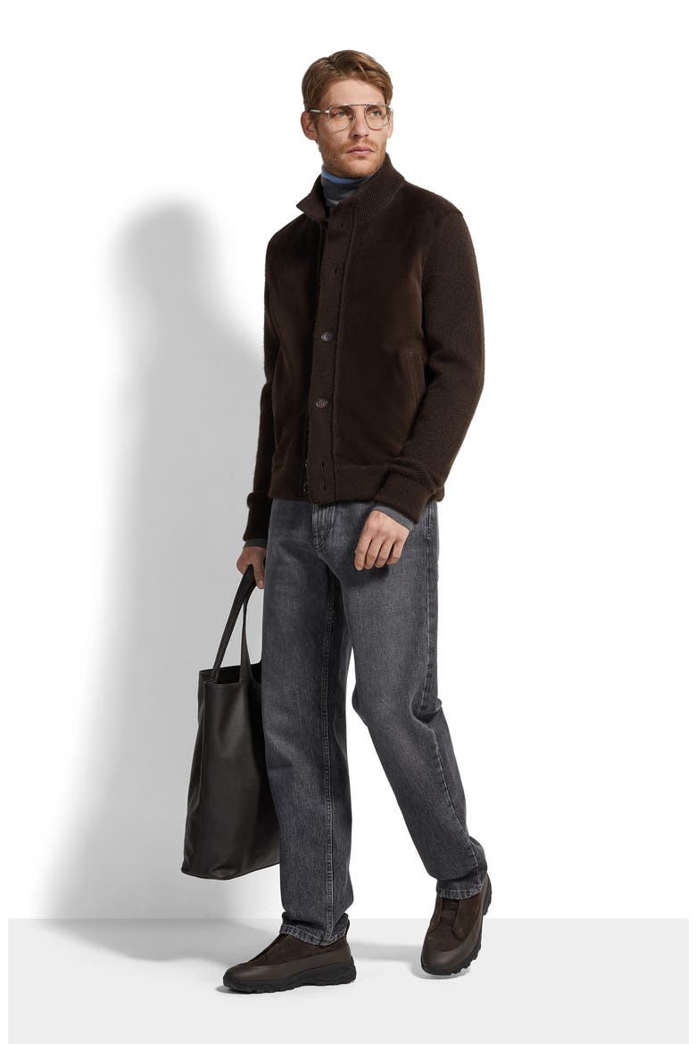 Oasi Cashmere Cardigan, Alternate, color, DARK BROWN MELANGE