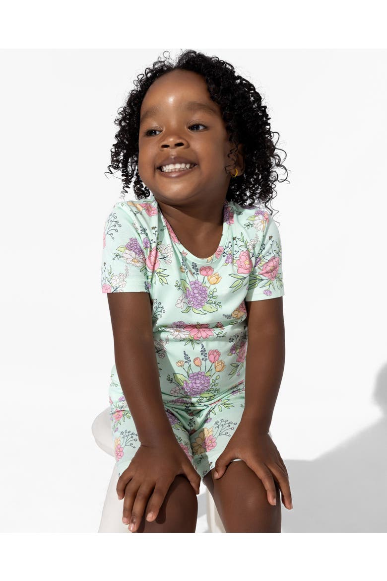 Petals & Posies Kids 2-Piece Short Sleeve & Shorts Pajama Set, Alternate, color, Petals & Posies