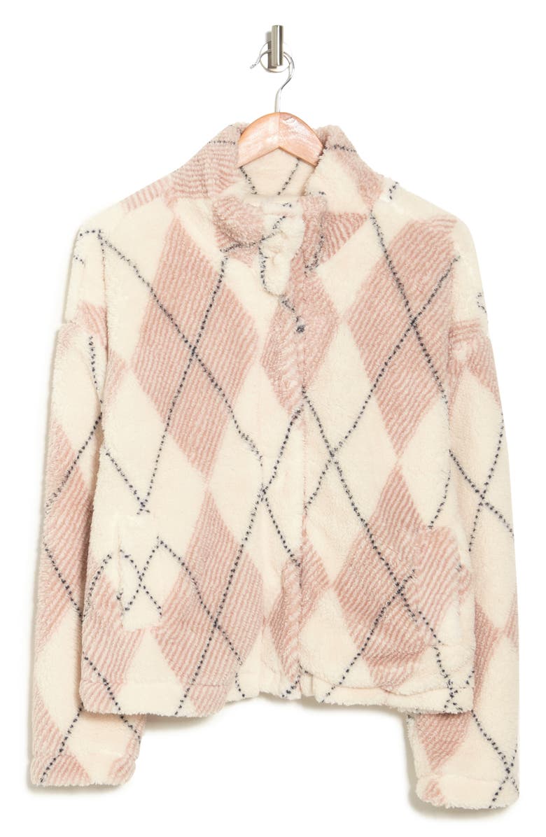 Thread & Supply One Track Mind Faux Shearling Jacket, Alternate, color, Ivory Argyle