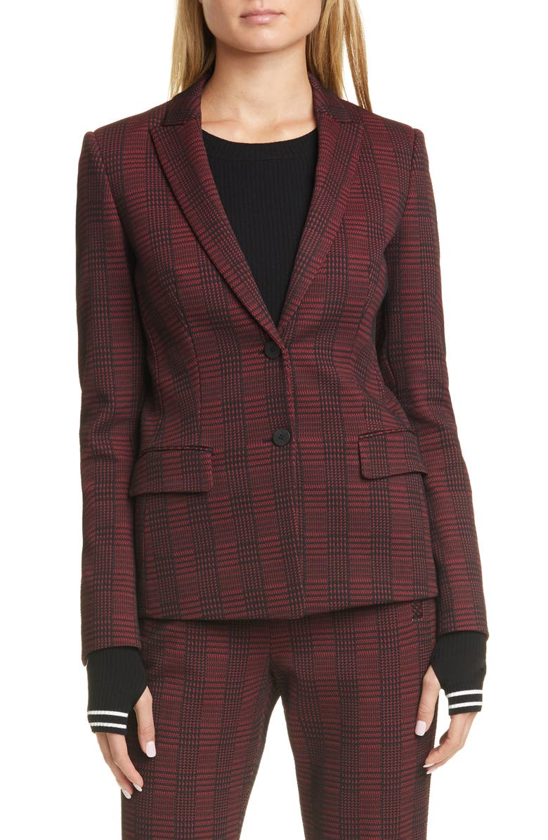 HUGO Houndstooth Plaid Long Jacket, Main, color, 