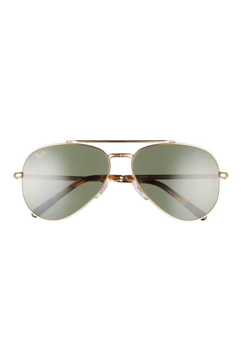 New Aviator 58mm Pilot Sunglasses, Main, color, LEGEND GOLD / BLACK GREEN