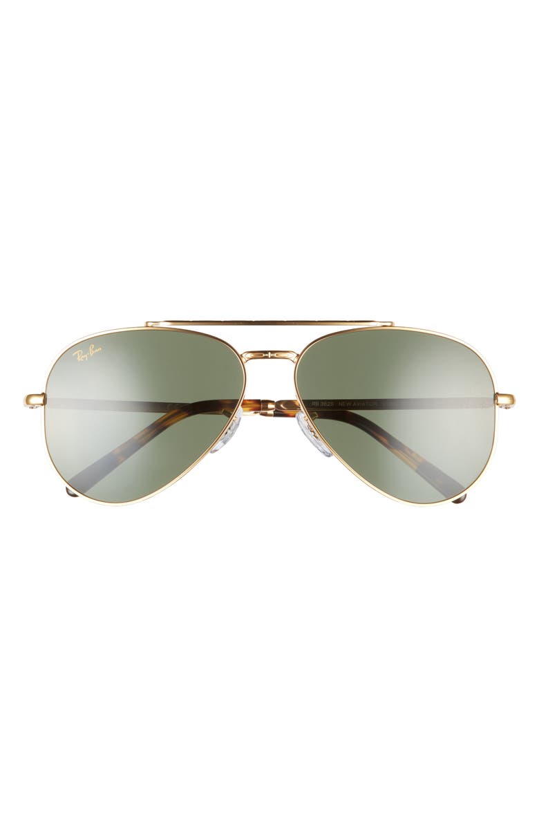 Ray-Ban New Aviator 58mm Pilot Sunglasses, Main, color, Legend Gold / Black Green