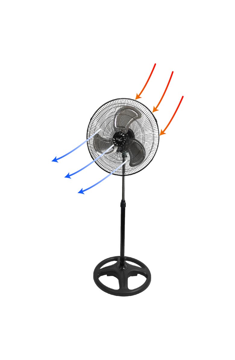 Vie Air 18 Inch Industrial Heavy Duty Pedestal Oscillating Metal Stand Fan, Alternate, color, Black