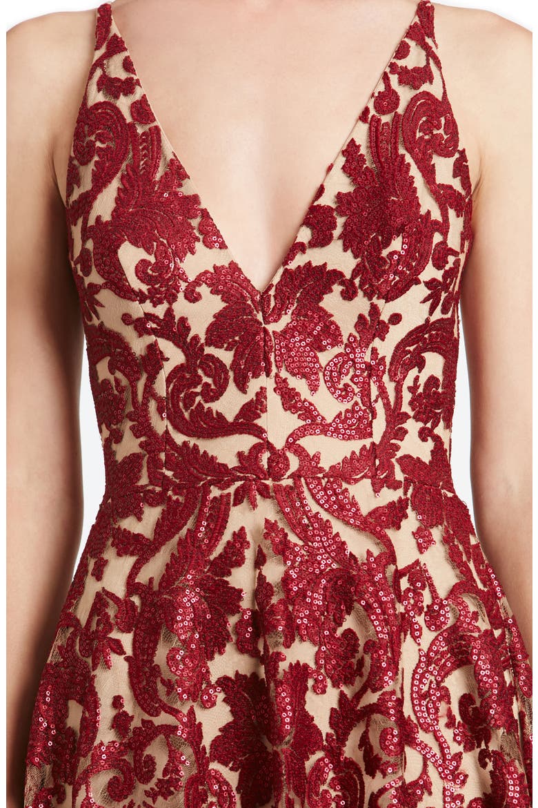 Blair Embellished Fit & Flare Cocktail Dress, Alternate, color, BERRY/ NUDE