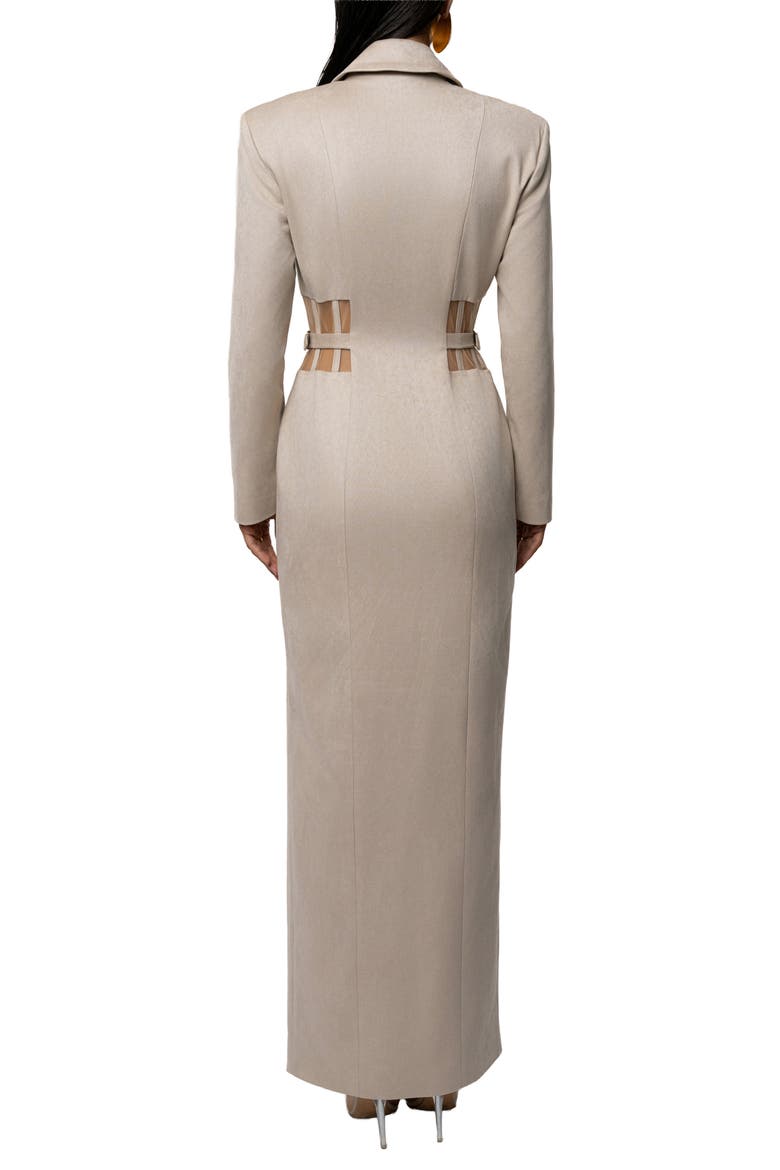 Faux Suede Maxi Coatdress, Alternate, color, BEIGE
