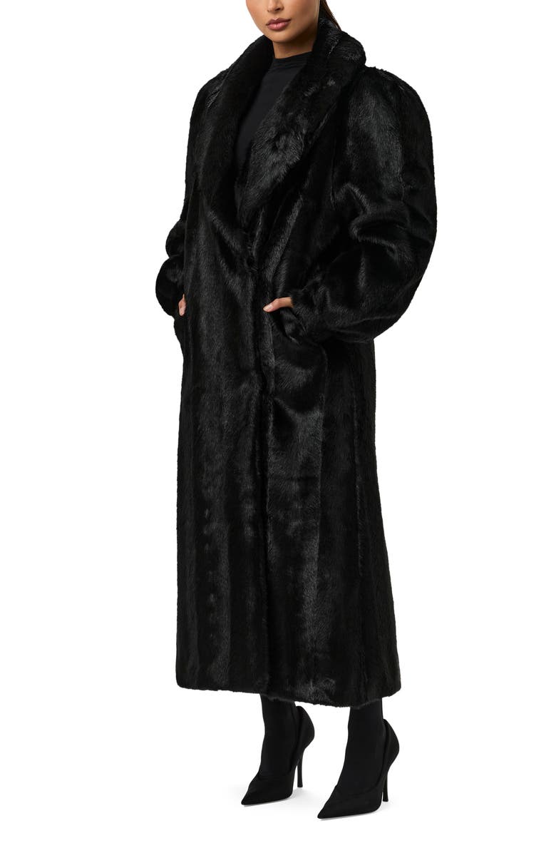 Naked Wardrobe Longline Faux Fur Coat, Alternate, color, 