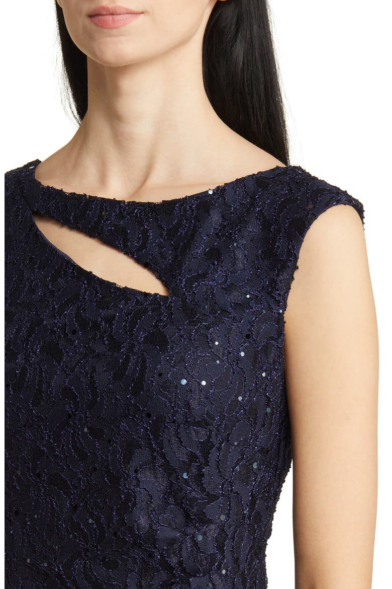 Sequin Lace Body-Con Cocktail Dress, Alternate, color, NAVY