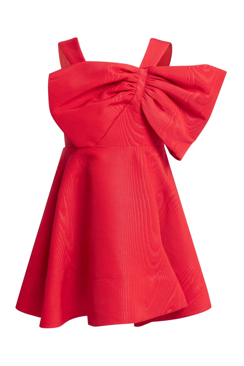 Kids' Stefania Bow Jacquard Party Dress, Main, color, FIRE RED