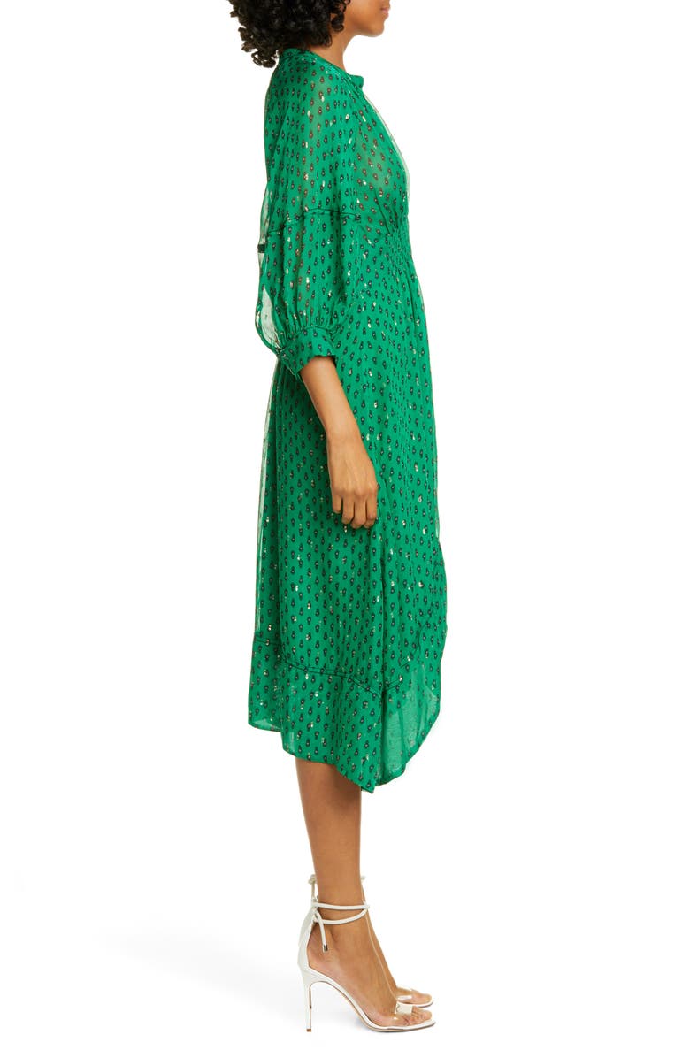 ba&sh Cyana Metallic Dot Smock Waist Dress, Alternate, color,